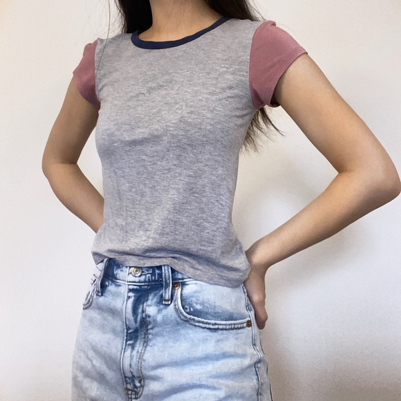 Grey and pink baseball baby tee - Picture 2 of 2